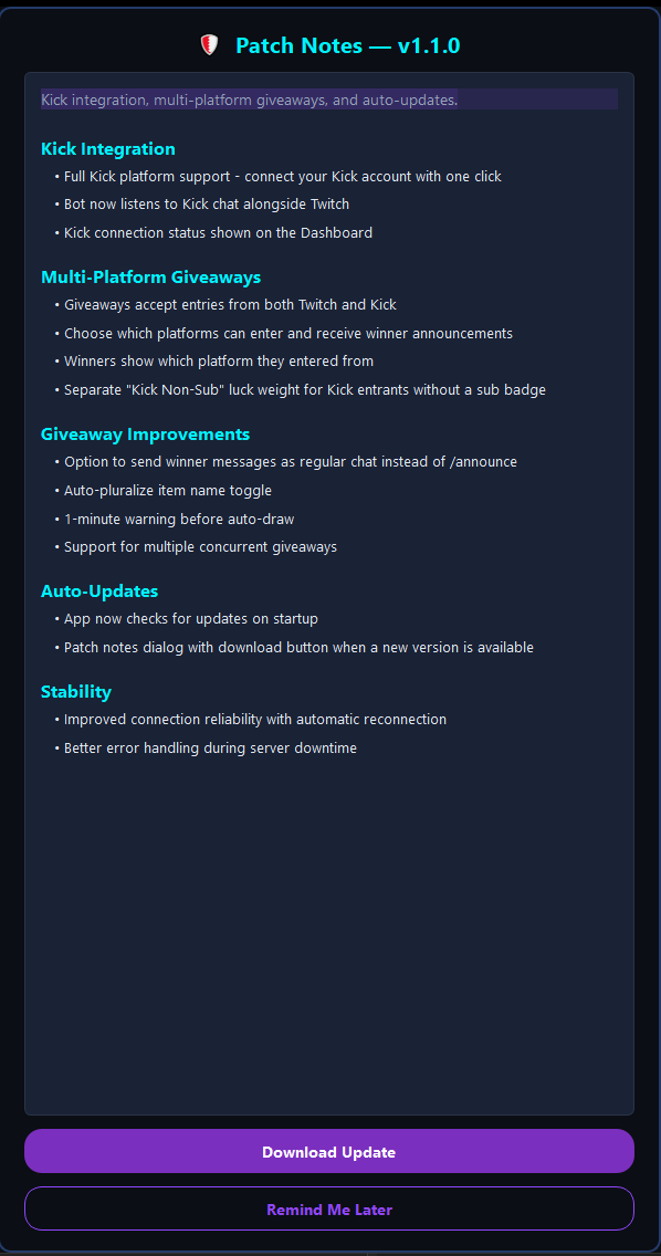 updates made